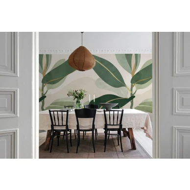 Ruokailuhuoneen lehtitapetti Ruby R18590 Rebel Wallsilta kuva