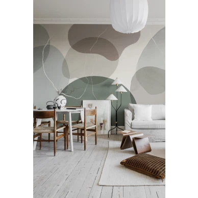 Olohuoneen kuvatapetti graafisella kuviolla Rebel Wallsilta Floating R18341 image