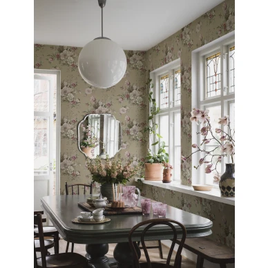 Beige kukkatapetti Floral Charm 4250 Borastapeterilta image