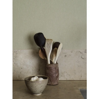 Vihrea pellavatapetti Borasilta Soft Olive 4335 image