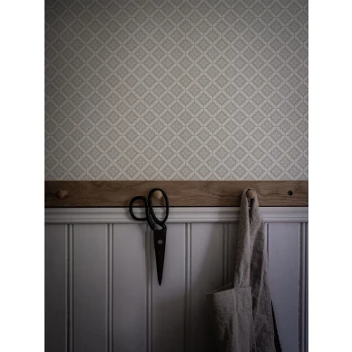 Vanhanaikainen harmaa ruudullinen tapetti Ingrid 516 01 kuva