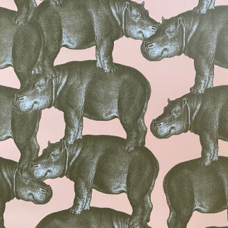 Hippo roosa virtahepotapetti Studio Lisa Bengtssonilta 1416 image