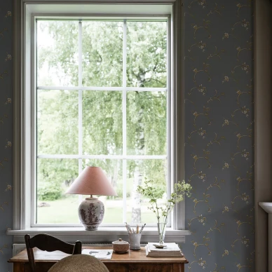 Vanhanajan sininen kukkatapetti Durolta Ekbacken 523 04 kuva