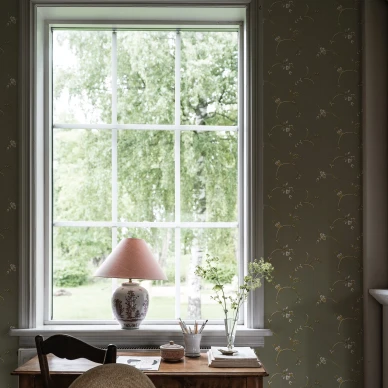 Vihrea kukkatapetti Durolta Ekbacken 523 03 kuva