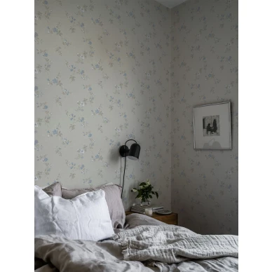 Sininen tapetti kukkakuviolla Durolta Kerstin 525 03 kuva