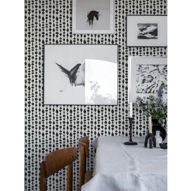 Keittion mustavalkoinen tapetti Durolta Margaret Rose 527 05 image