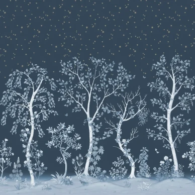 Seasonal Woods tummansininen puutapetti Cole Sonilta 120 6025 image