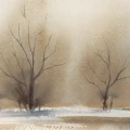 Ruskea maisematapetti Borastapeterilta Watercolour Landscape 9481w