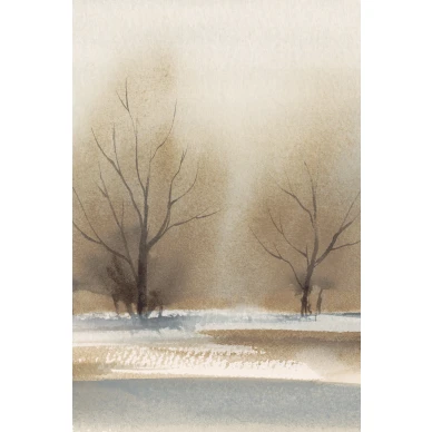 Ruskea maisematapetti Borastapeterilta Watercolour Landscape 9481w kuva