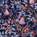 Fruit Garden liila puutapetti Rebel Wallsilta R19276
