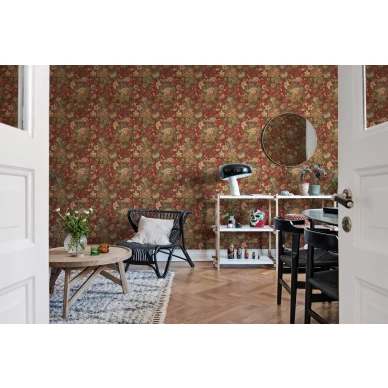 Olohuoneen punainen kukkatapetti Vintage Garden Rebel Wallsilta R19269 image