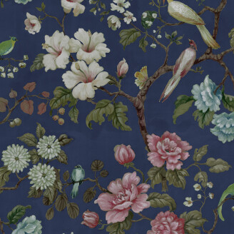 Petit Flora sininen kukkatapetti Rebel Wallsilta R19262 kuva