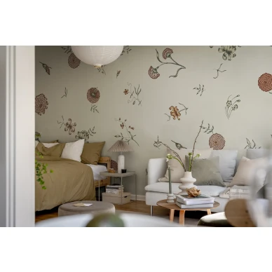 Makuuhuoneen kukkatapetti Flower Fall Rebel Wallsilta R19252 kuva