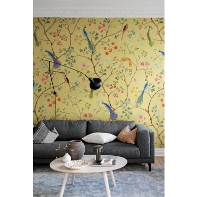 Keltainen tapetti olohuoneeseen Songbirds Rebel Wallsilta R19249 image