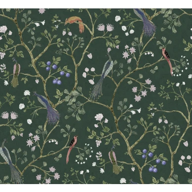 Songbirds vihrea lintutapetti Rebel Wallsilta R19250 koko kuvio image