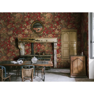 Ruokailuhuoneen kukkatapetti Vintage Flora Rebel Wallsilta R19242 kuva