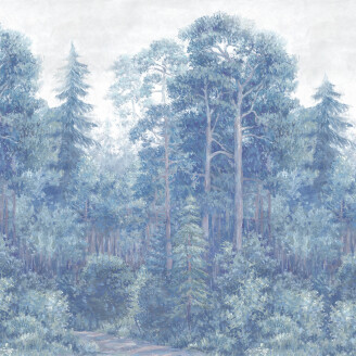 Green Wood sininen metsatapetti Rebel Wallsilta R19230 image