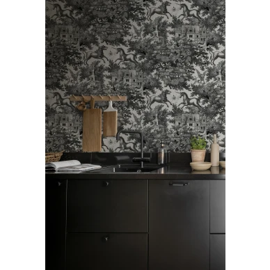 Harmaa tapetti keittioon Fairy Tale Castle Rebel Wallsilta R19228 image