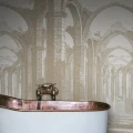Beige kuvatapetti kylpyhuoneeseen Gothic Arches Rebel Wallsilta R19222