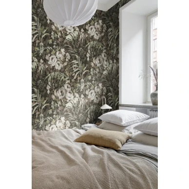 Makuuhuoneen ruskea tapetti Dazzling FoliageRebel Wallsilta R19208 kuva