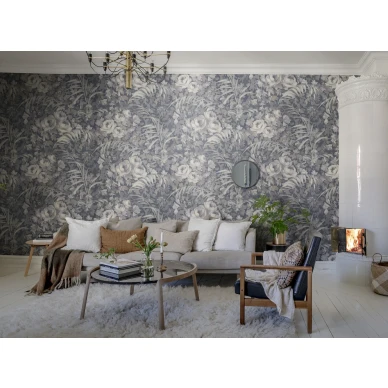 Sininen kuvatapetti olohuoneeseen Dazzling Foliage Rebel Wallsilta R19210 kuva