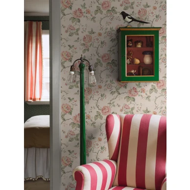 Romanttinen roosa beige kukkatapetti Borasilta Rosentrad 4826 kuva