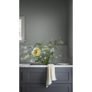 Keittion sininen ruudullinen tapetti Hugo Sandbergilta S10244 image