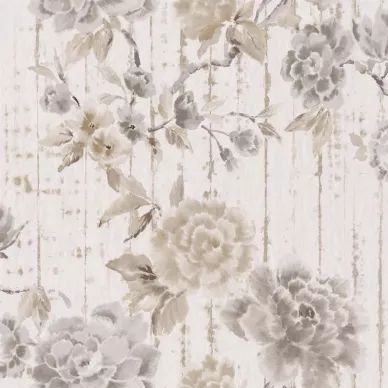 Kyoto beige raidallinen kukkatapetti Designers Guildilta PDG1158 01 kuva