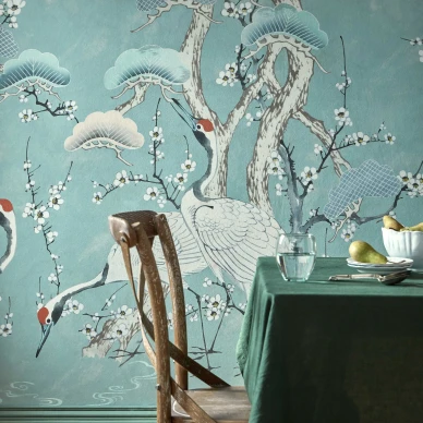 Sininen keittiotapetti Kyoto Blossom 1838 Wallcoveringsilta 2311 174 03 kuva
