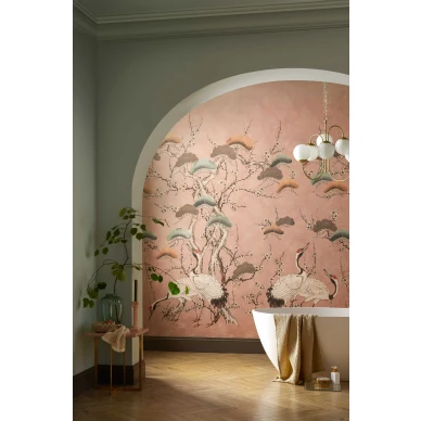 Vaaleanpunainen tapetti kylpyhuoneeseen Kyoto Blossom 1838 Wallcoveringsilta 2311 174 04 kuva