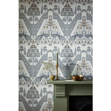 Tyohuoneen lintutapetti Peacock Topiary 1838 Wallcoveringsilta 2311 172 01 image