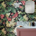 Kylpyhuoneen musta kukkatapetti Floribunda 1838 Wallcoveringsilta 2311 168 04