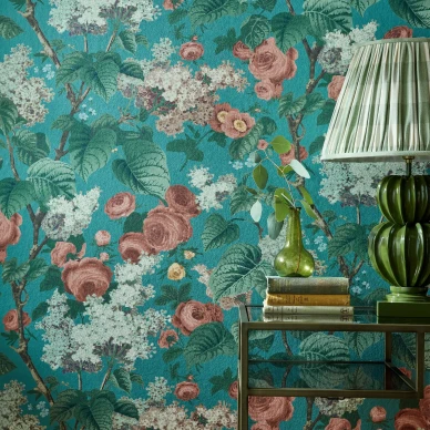 Sininen vihrea kukkatapetti 1838 Wallcoveringsilta Floribunda 2311 168 03 kuva