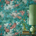 Sinivihrea kukkatapetti 1838 Wallcoveringsilta Floribunda 2311 168 03