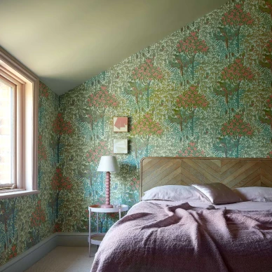 Makuuhuoneen vihrea lintutapetti Macaw 1838 Wallcoveringsilta 2311 167 01 image