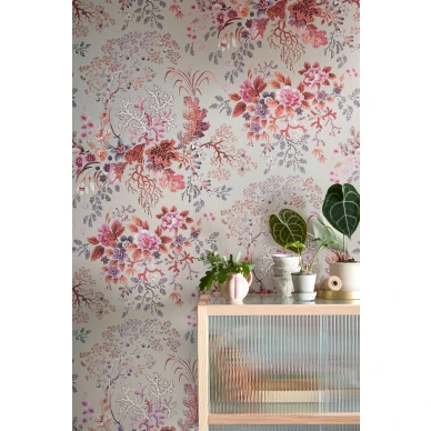 Olohuoneen roosa tapetti Kilburns Coral 2311 166 01 1838 Wallcoveringsilta image