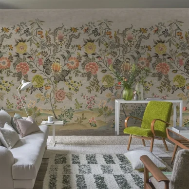 Olohuoneen kuvatapetti Brocart Decoratif Grasscloth Designers Guildilta PDG1187 01 image