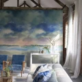 Olohuoneen saaristotapetti Paysage Marin Grasscloth Designers Guildilta PDG1184 01