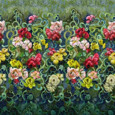Tapestry Flower vihrea kukkatapetti Designers Guildilta PDG1153 01 image