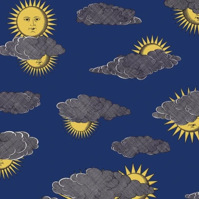 Soli e Nuvole aurinko tapetti sinisella pohjalla ja keltaisella auringolla kuva