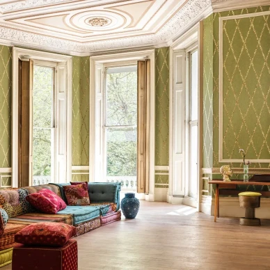 gammei tapetti vihreana tuo ylellisyytta kotiisi kauniin cameos kuviolla kuva