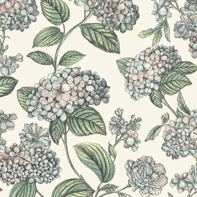 Ramo di Ortensia on valkoinen kukkatapetti varillisilla kukilla Cole sonilta kuva