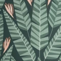Jungle vihrea retromainen lehtitapetti jossa on suuri viuhkamainen kuvio