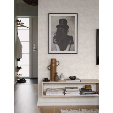 Harmaa Paula tapetti palmunlehti kuviolla image