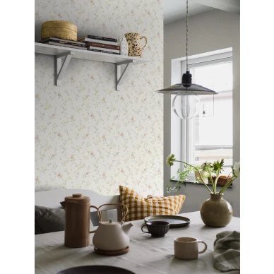 Viktoria romanttinen kukkatapetti beigen varisena image