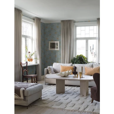 Sininen Valborg tapetti kodin olohuoneessa kuva