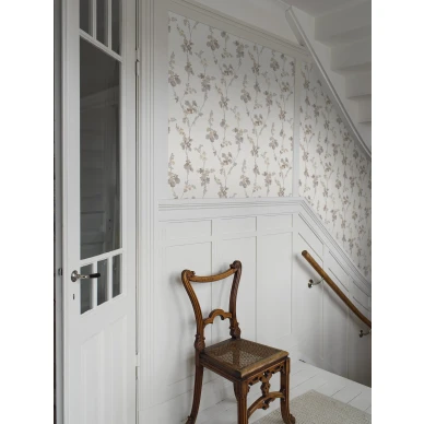 valkoinen vera tapetti beigeilla kukilla image