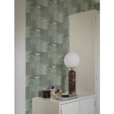 Vihrea Mimi tapetti maisemalla joka henkii antiikkista puutarhaa kuva