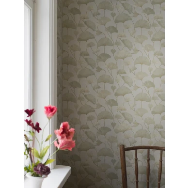 Sophia vihrea tapetti beigella taustalla kuva