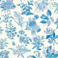 sinivalkoinen kukkatapetti woodland floral